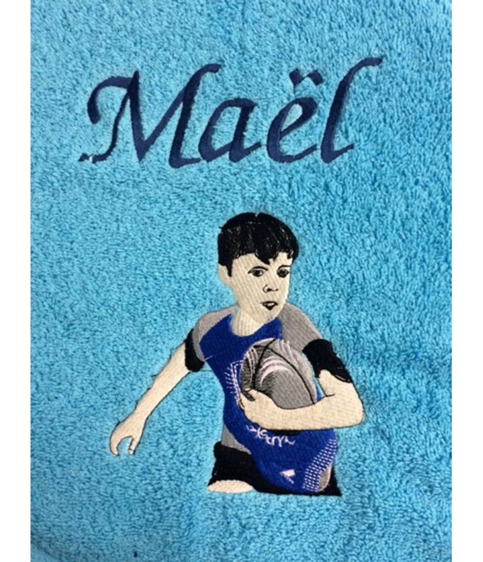 Drap de Bain Rugby Maillot bleu Personnalisé 70X140