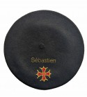 Béret croix occitane noir  personnalisé