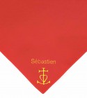 Foulard rouge Croix Camarguaise brodé personnalisé