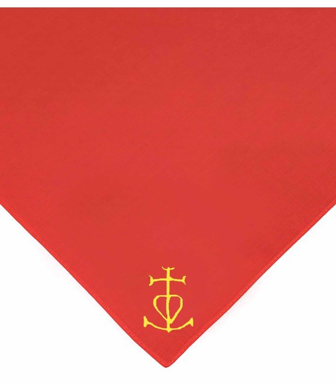 Foulard rouge Croix Camarguaise brodé personnalisé