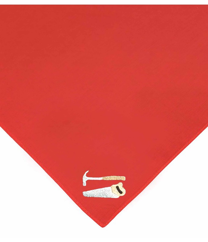 Foulard rouge Charpentier brodé personnalisé