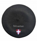 Béret savoyard noir fabriqué à Bayonne et personnalisé à Osses