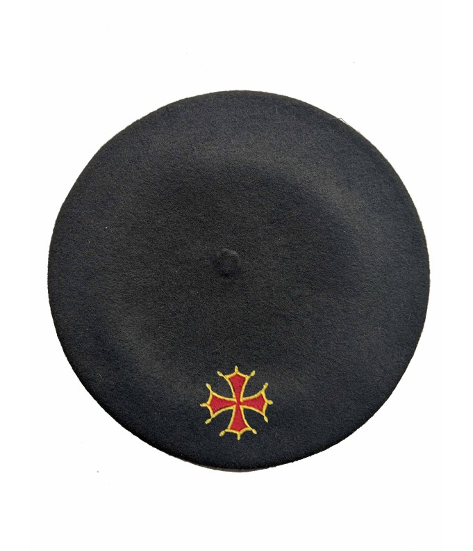 Béret croix occitane noir fabriqué à Bayonne et...