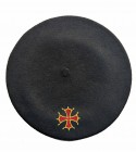 Béret croix occitane noir fabriqué à Bayonne et personnalisé à Osses