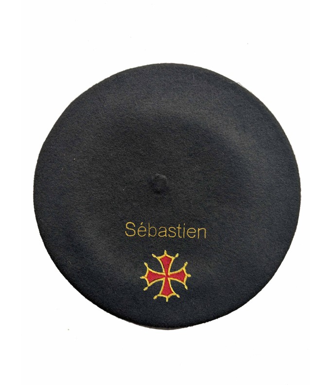 Béret croix occitane noir fabriqué à Bayonne et...