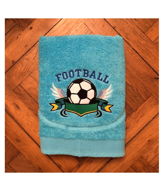 Drap de Bain Football 2 Personnalisé Prénom 70X140