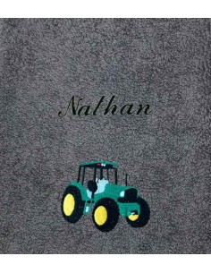 Drap de Bain Tracteur Vert Personnalisé 70X140