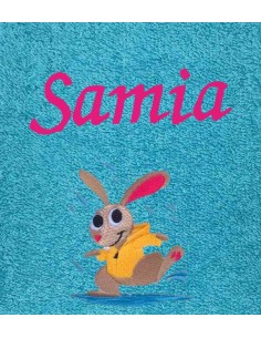 Drap de Bain Lapin sous la Pluie Personnalisé