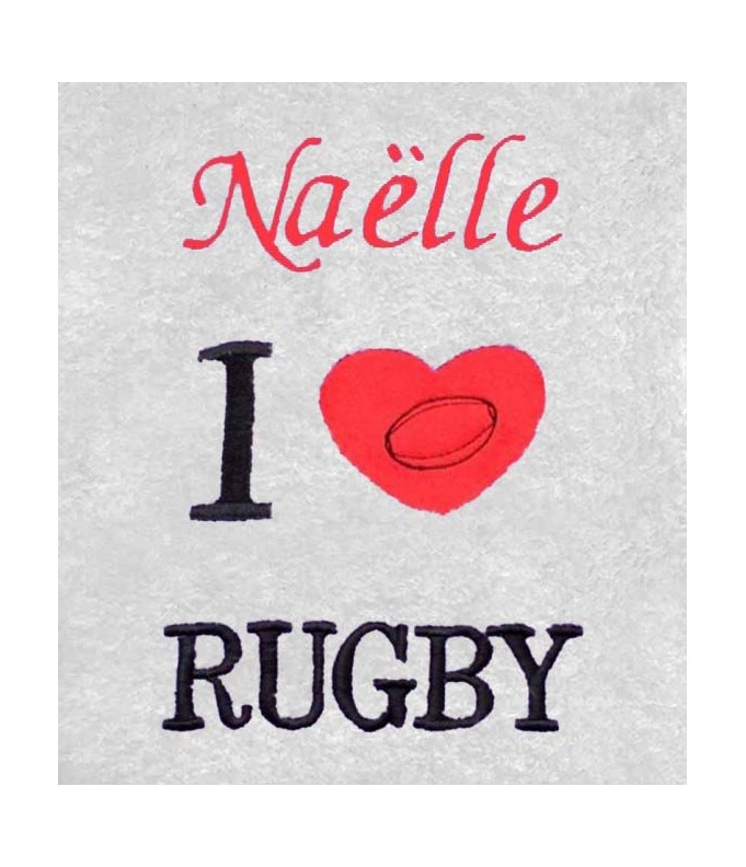 Drap de Bain I Love Rugby Personnalisé 70X140
