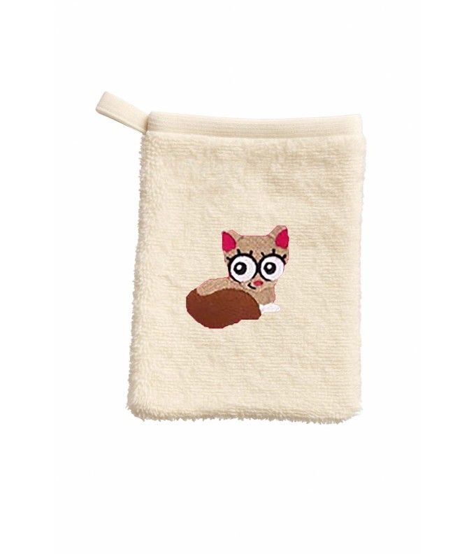 Gant de toilette enfant motif chat