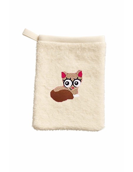 Gant de toilette enfant motif chat
