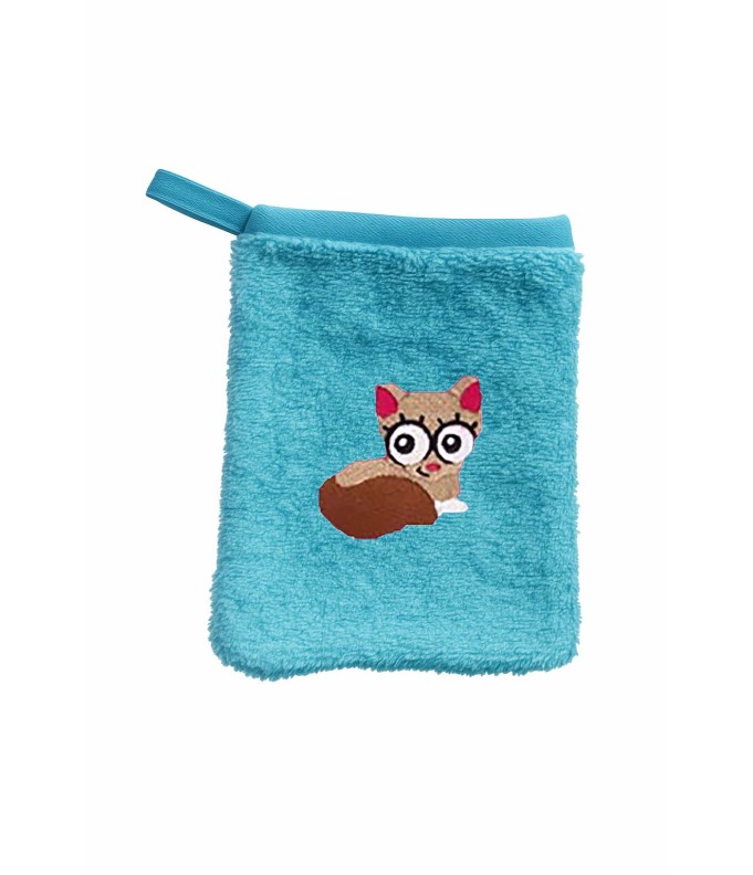 Gant de toilette enfant motif chat