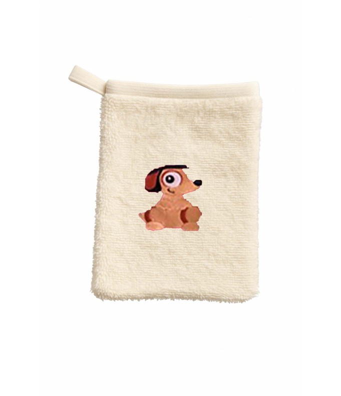 Gant de toilette enfant motif chien
