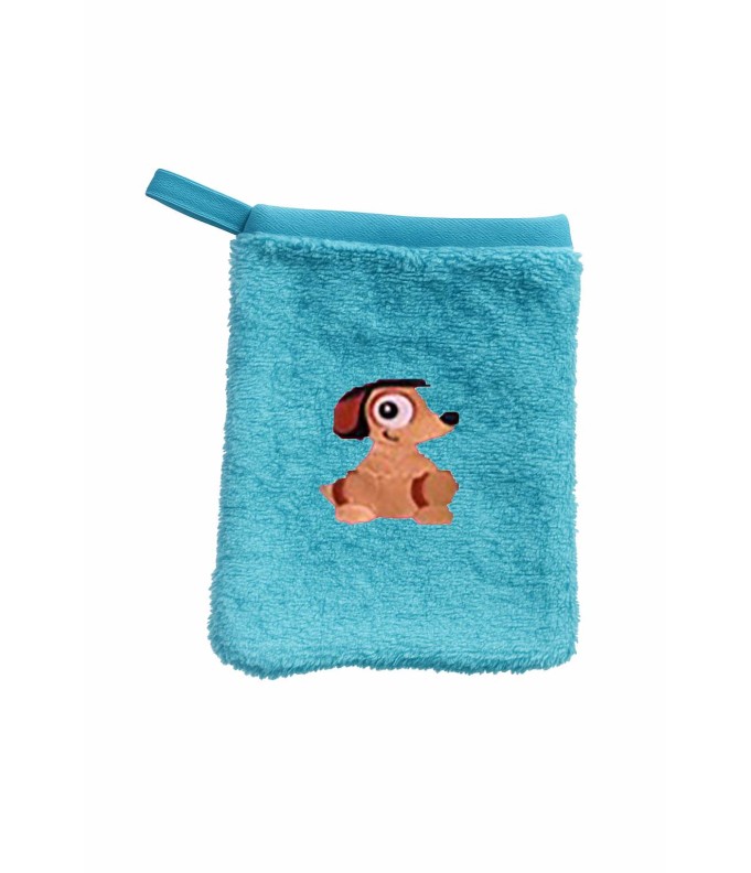 Gant de toilette enfant motif chien