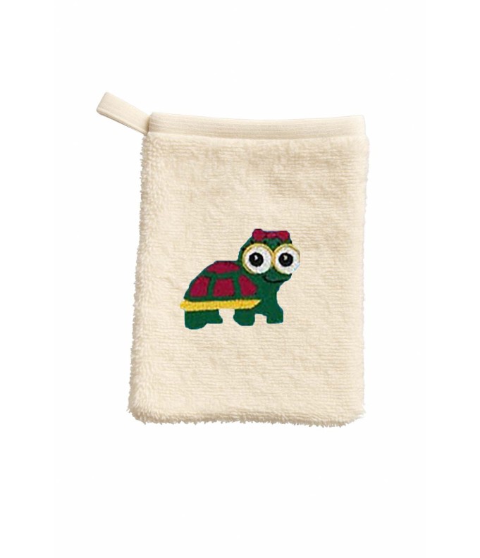 Gant de toilette enfant motif tortue fille