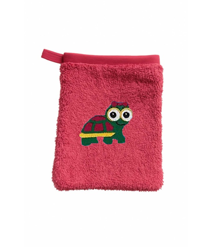 Gant de toilette enfant motif tortue fille