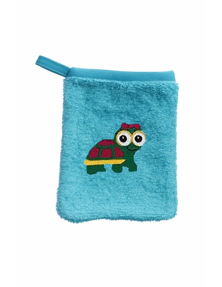 Gant de toilette enfant motif tortue fille