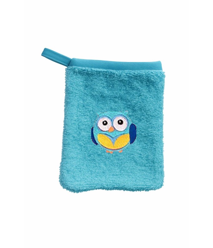 Gant de toilette enfant motif chouette