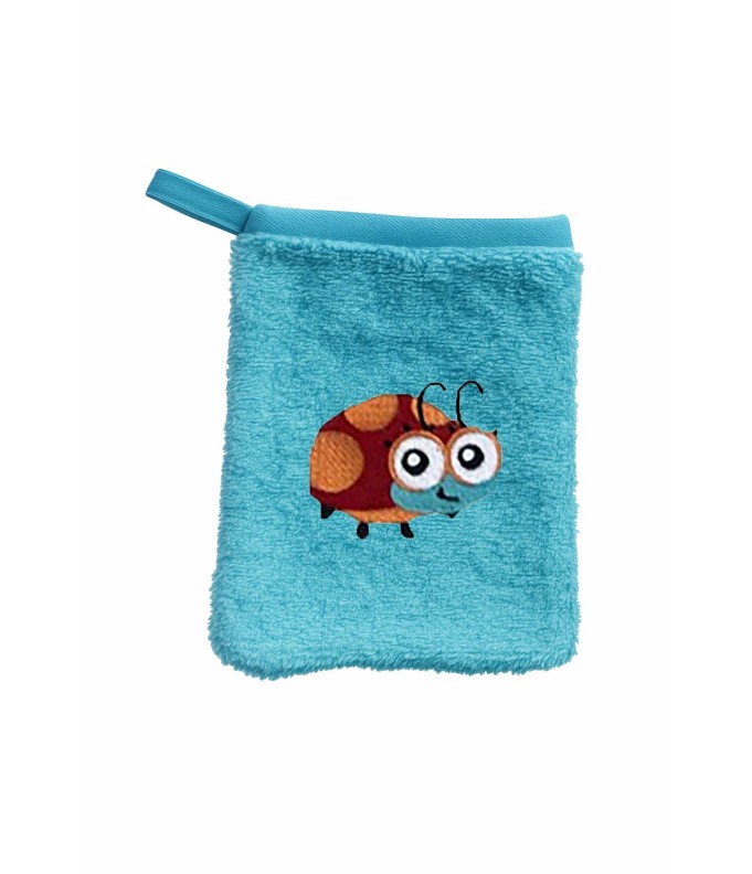 Gant de toilette enfant motif coccinelle