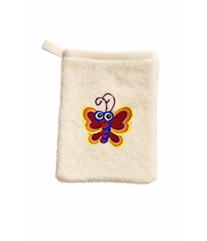 Gant de toilette enfant motif papillon