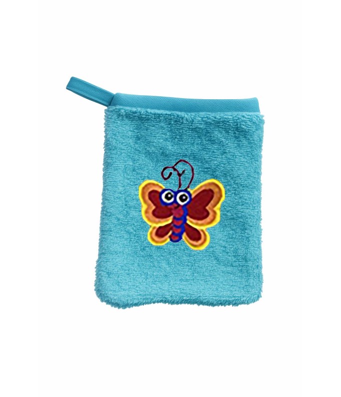 Gant de toilette enfant motif papillon