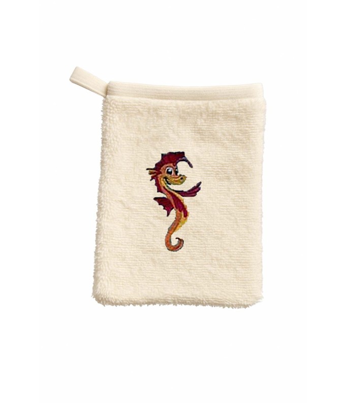 Gant de toilette enfant motif hippocampe