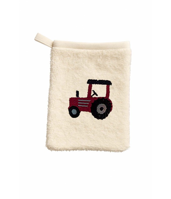 Gant de toilette enfant motif tracteur