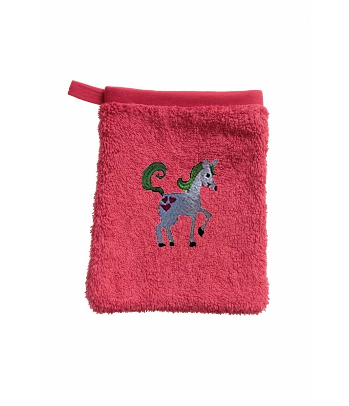 Gant de toilette enfant motif licorne