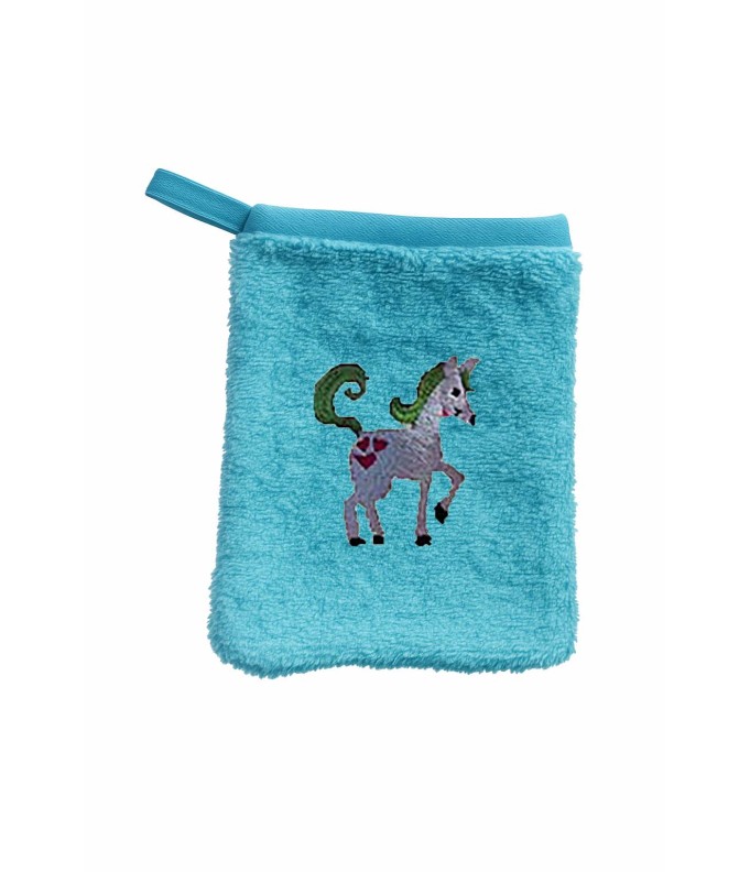 Gant de toilette enfant motif licorne