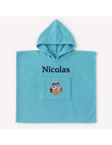 Poncho personnalisé avec motif chouette fille