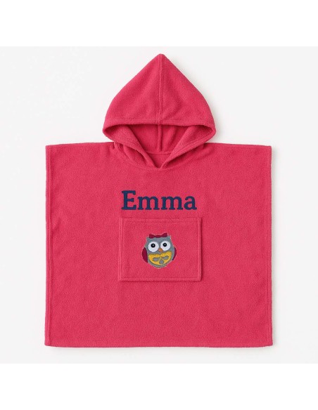 Poncho personnalisé avec motif chouette fille