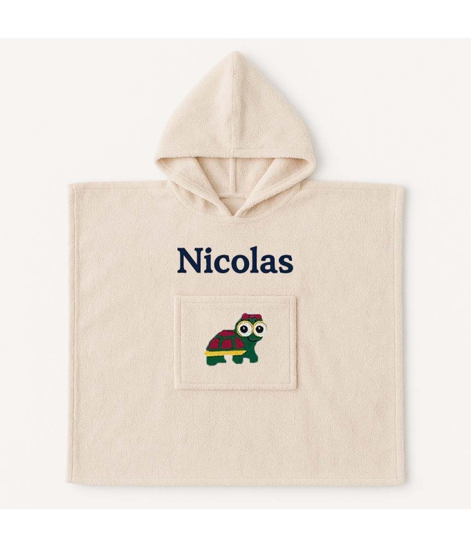 Poncho personnalisé avec motif tortue fille