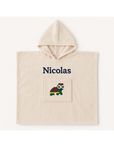 Poncho personnalisé avec motif tortue fille