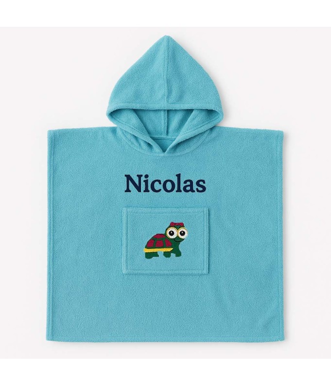 Poncho personnalisé avec motif tortue fille