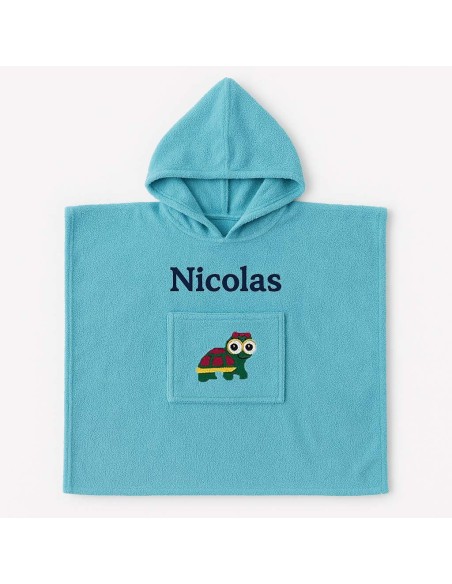 Poncho personnalisé avec motif tortue fille