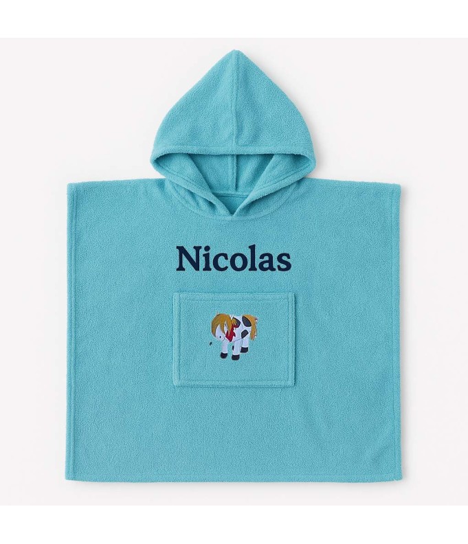 Poncho personnalisé avec motif cheval pottok