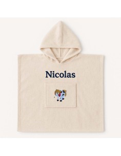 Poncho personnalisé avec motif cheval pottok