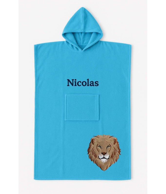 Poncho ado et adulte personnalisé avec motif lion