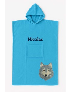 Poncho ado et adulte personnalisé avec motif loup
