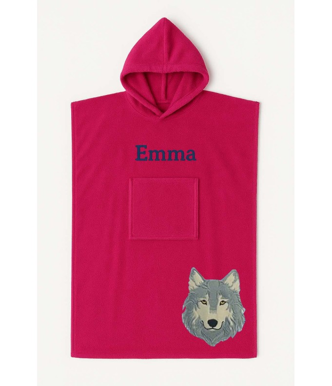 Poncho ado et adulte personnalisé avec motif loup