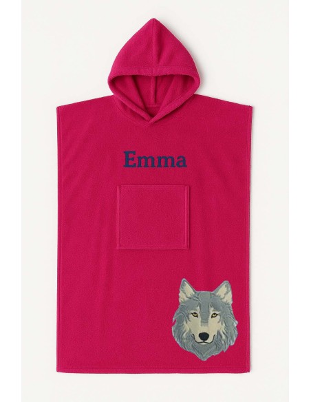 Poncho ado et adulte personnalisé avec motif loup