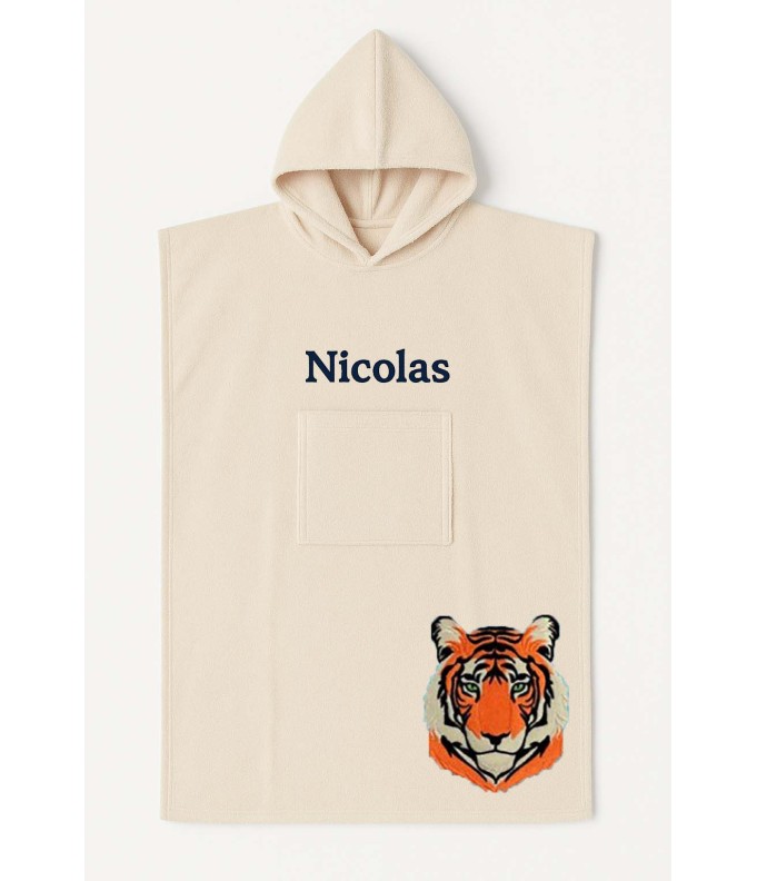 Poncho ado et adulte personnalisé avec motif tigre
