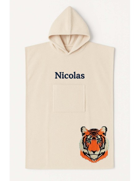 Poncho ado et adulte personnalisé avec motif tigre