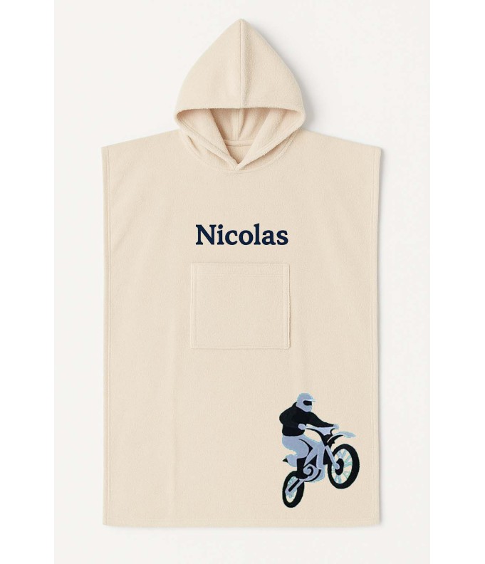 Poncho ado et adulte personnalisé avec motif moto
