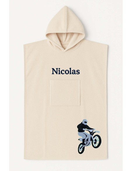 Poncho ado et adulte personnalisé avec motif moto
