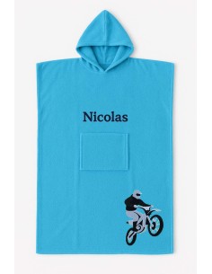 Poncho ado et adulte personnalisé avec motif moto