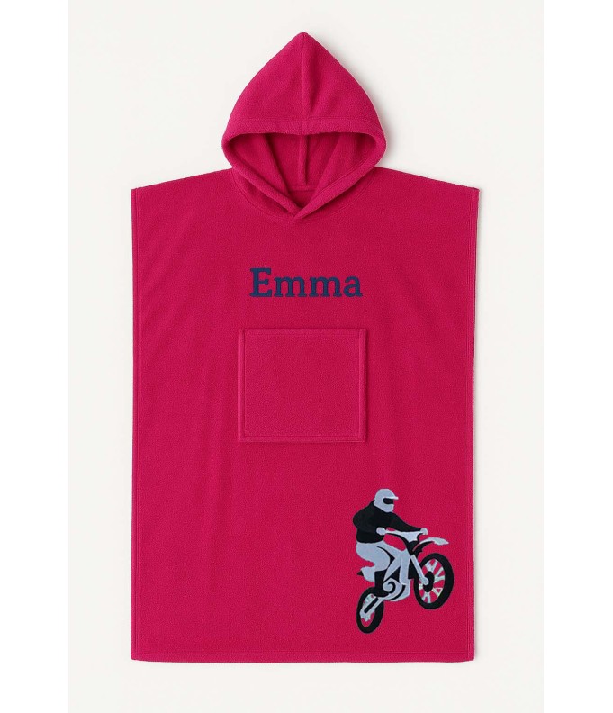 Poncho ado et adulte personnalisé avec motif moto