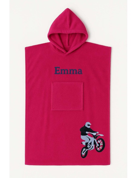 Poncho ado et adulte personnalisé avec motif moto