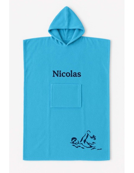 Poncho ado et adulte personnalisé avec motif natation