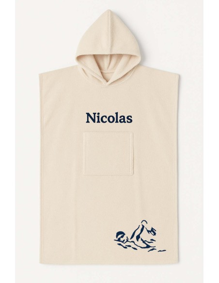 Poncho ado et adulte personnalisé avec motif natation